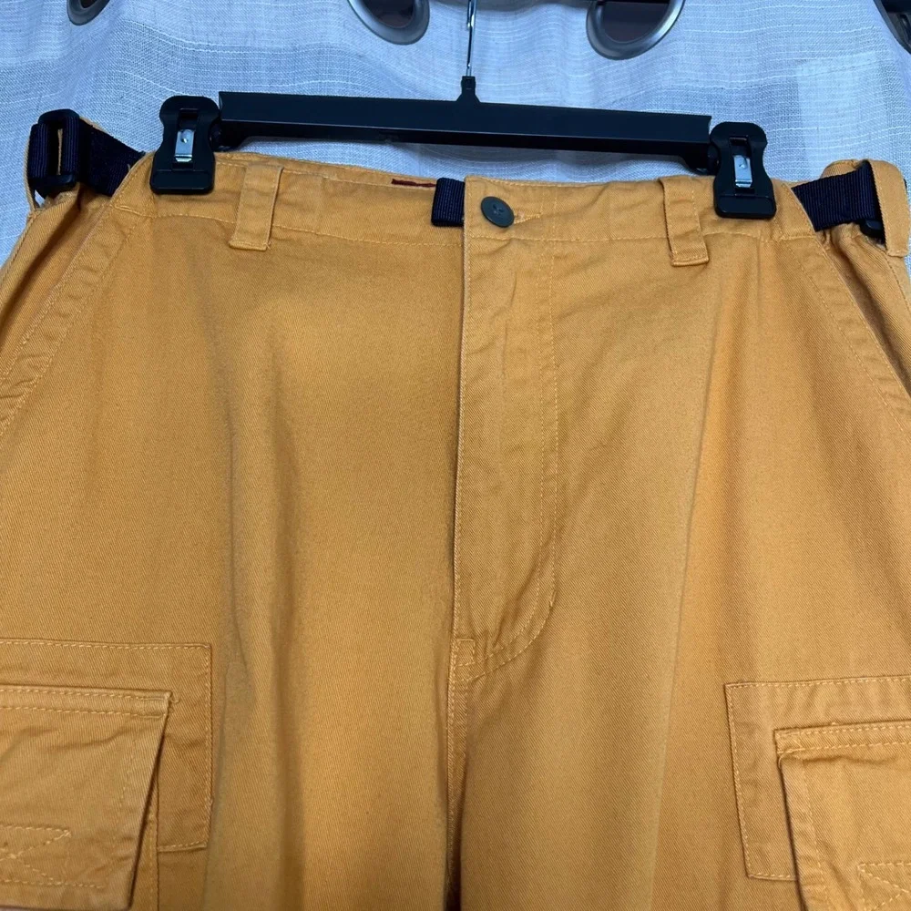 Y2K 90s Vintage Abercrombie & Fitch Paratrooper Utility Cargo Pants Yellow Small